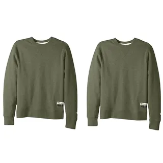 Photo of 2 New Champion Mens Small Army Green Sueded Fleece Pullover Crew Sweatshirts