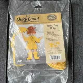 Photo of Rainy-Day Dress-Up Molly Vintage Needlepoint Doll Kit by Quick Count - 1990s