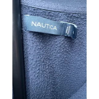 Photo of Nautica Men's L Navy Windowpane 1/4 Zip Fleece Pullover