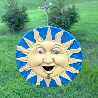 Photo of Vintage 90s Celestial Sun Face Hanging Birdhouse Whimsigoth Garden Decor