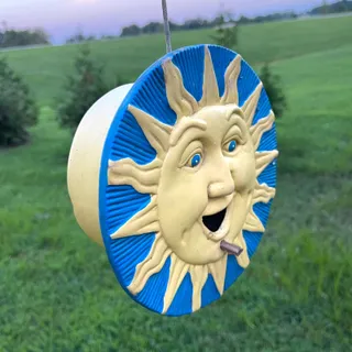 Photo of Vintage 90s Celestial Sun Face Hanging Birdhouse Whimsigoth Garden Decor