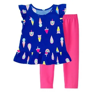Photo of Cutie Patootie Blue Ice Cream Top With Pink Leggings 2T New