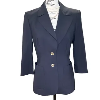 Photo of Escada Blazer Black Gold Buttons 2 Button Closure New Wool Jacket 38 Classic