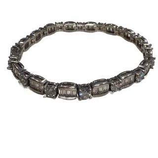 Photo of Lab-Created Baguette & Round Cut CZ 925 Silver Women's Tennis Bracelet Korea