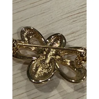 Photo of SWAROVSKI® Swan signed crystal pave gold plated Bee Brooch Pin black enamel 1"