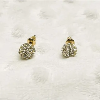 Photo of Vintage Monet Gold Plated Crystal "Disco Ball" Stud Earrings-NWOT