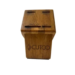 Photo of Vtg CUTCO Small 4 Slot Honey Oak Wood Knife Block USA Knife Block Kitchen