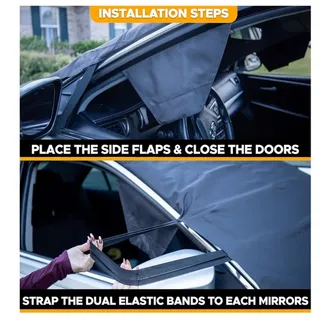 Photo of Windshield Protector 600D Fabric Waterproof Winter Car Cover X-Large (74"x43")