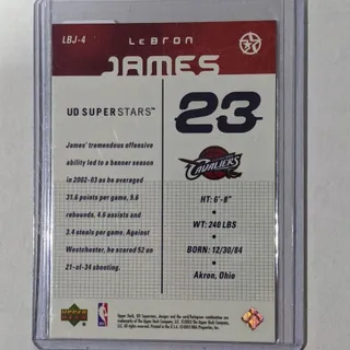 Photo of 2003-04 Upper Deck Superstars LeBron James Rookie RC #266 Cavaliers SVSM