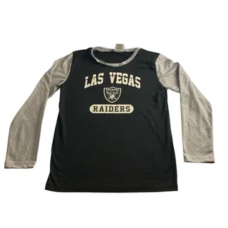 Photo of NFL Team Apparel Las Vegas Raiders Long Sleeve Shirt Youth L 10/12 Black Gray