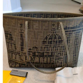 Photo of Fendi Large Studded Zucca Roll Tote