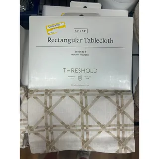 Photo of 84"x60" Tablecloth Khaki Lattice - Threshold™