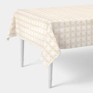 Photo of 84"x60" Tablecloth Khaki Lattice - Threshold™