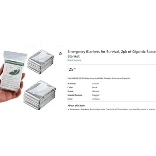 Photo of (4-PK) Emergency Blankets 51.18" x 82.68" (130x210cm) Must For Camping / Hiking