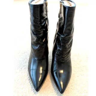 Photo of Vince Camuto Blaira Black Patent Leather Stiletto Ankle Boot