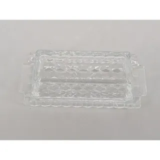 Photo of Vintage Covered Glass Butter Dish Fostoria American Fire Polished Optic Cube