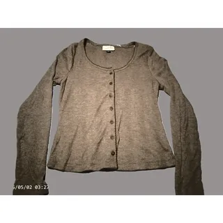 Photo of Universal Thread Women's Ribbed Button Front Long Sleeve Top Brown Sz Small