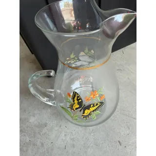 Photo of Vintage West Virginia Glass Co. Butterfly Pitcher 10 in.