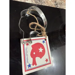Photo of Vintage Ann Clark Football Helmet Cookie Cutter Metal Sports Baking Cutter
