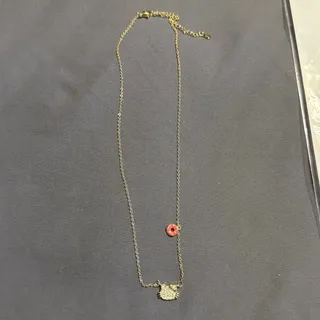 Photo of Gold Hello Kitty Pendant With Cute Donut Necklace Girl's Jewelry Gift