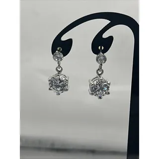 Photo of Silver With Duel Diamond Simulate Drop Earrings