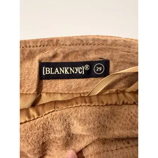 Photo of BLANKNYC Tan Suede Genuine Leather A-Line Mini Skirt