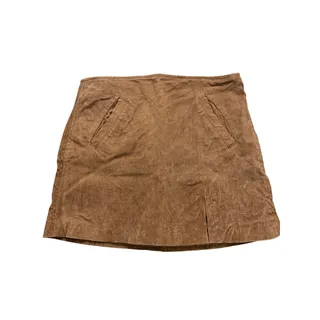 Photo of BLANKNYC Tan Suede Genuine Leather A-Line Mini Skirt