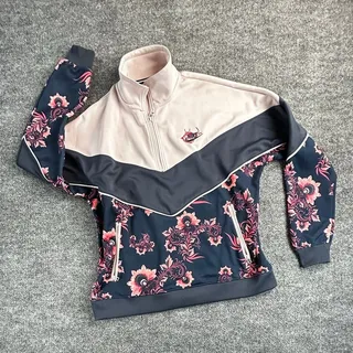 Photo of Nike Sportswear Women’s M Floral Colorblock Track Jacket Navy Pink Full Zip