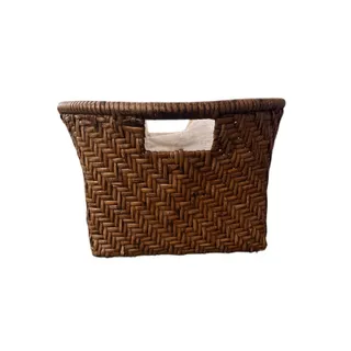 Photo of Set of Vintage Woven Rattan Nested Storage Baskets with Fabric Liners