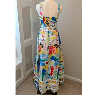 Photo of Prosperina Florence Multi-Tropical Print Linen Maxi Dress