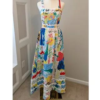 Photo of Prosperina Florence Multi-Tropical Print Linen Maxi Dress