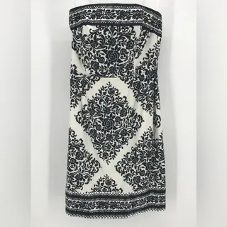 Photo of White House Black Market Dress Womens Floral Satin Strapless Cocktail Party