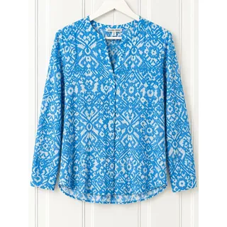 Photo of Standard James Perse Blouse Womens 2 M Blue White Geometric Print Split Neck