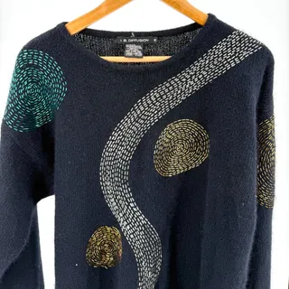 Photo of Vintage 80s I.B. Diffusion Black Beaded Abstract Sweater