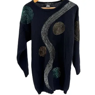 Photo of Vintage 80s I.B. Diffusion Black Beaded Abstract Sweater