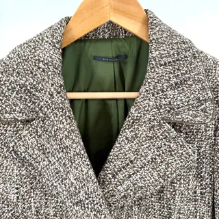 Photo of Elie Tahari Brown Tweed Belted Shoulder Pad Cropped Blazer