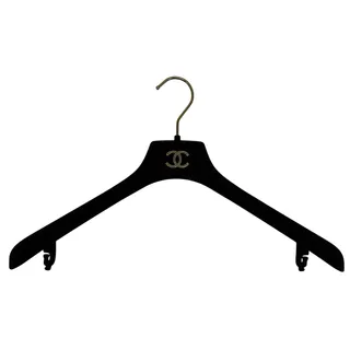 Photo of Chanel Authentic Blk Velvet Gold CC Emblem Coat Hanger 16" W
