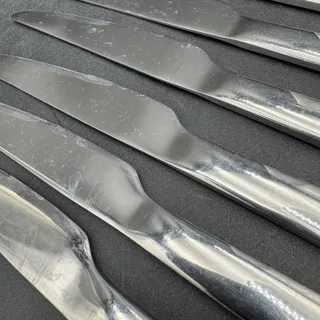 Photo of Set/10 Vtg Dinner Knives Sleekline Serrated Solid Stainless Steel MCM Monoblock