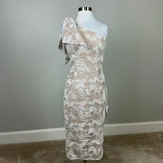 Photo of Dress the Population Thalia White Cocktail Dress Lace One Shoulder Size Small