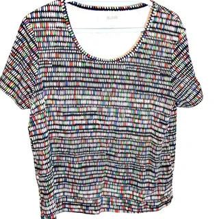 Photo of Blair Multicolor Geometric Print Top Women’s Large Excellent Estate Short Sleeve