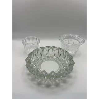 Photo of Vintage Clear Cut Crystal Decor & Candle Holder Lot (3 Pieces)