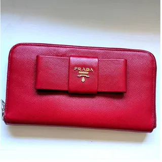 Photo of Prada Saffiano Leather Fiocco Zip-Around Wallet