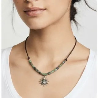 Photo of Handmade Boho Sun Pendant and Jasper Beaded Necklace