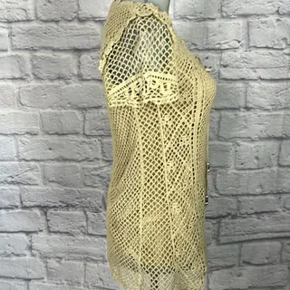 Photo of Vintage Y2K V Cristina boho neutral color crochet lace hippie style blouse