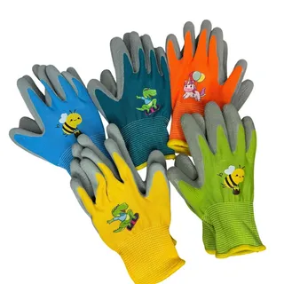 Photo of LAST 2 PAIRs All Purpose Multi-Use Kids Sized Garden Gloves Green Orange