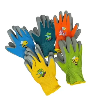 Photo of LAST 2 PAIRs All Purpose Multi-Use Kids Sized Garden Gloves Green Orange
