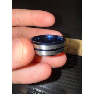 Photo of Blue Tungsten Carbide Wedding Band