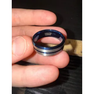 Photo of Blue Tungsten Carbide Wedding Band