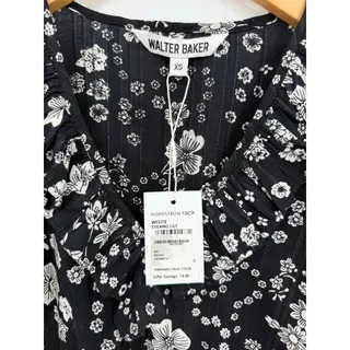 Photo of Walter Baker Mindy Floral Voile Peplum Top Evening Lily Ruffle Tie Sleeve XS NWT