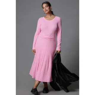Photo of New By Anthropologie Long-Sleeve Ribbed Sweater Midi Dress $198 MEDIUM Pink